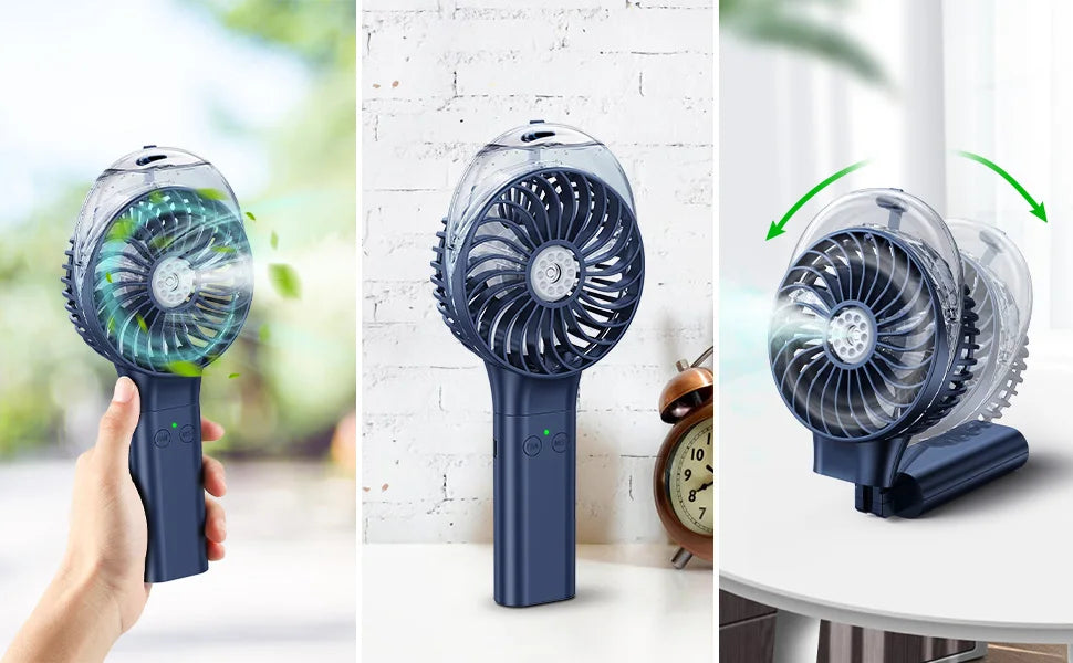 Mini Handheld Spray Fan 3000mAh Misting Function Foldable Design Portable Fan