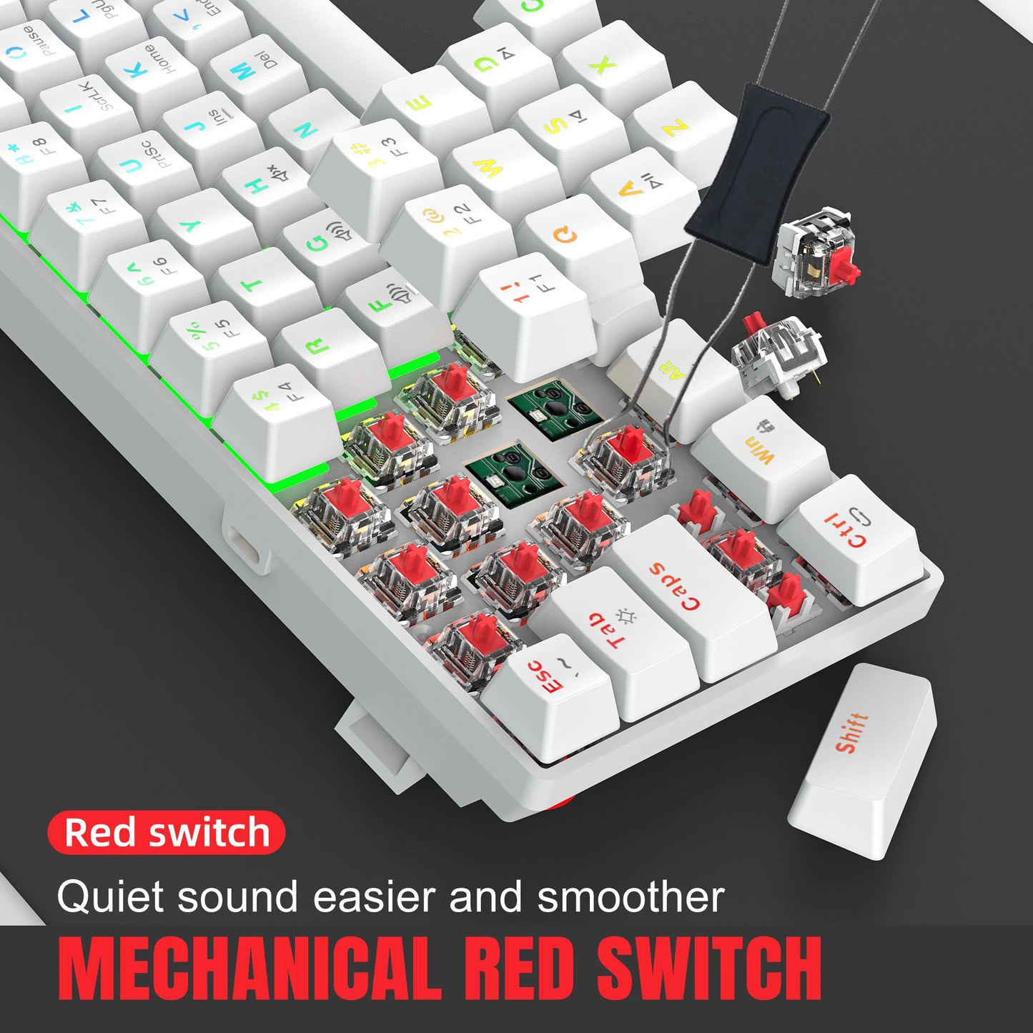 HXSJ New Design 60% RGB Backlit Wired Game Mechanical Keyboard 60 Percent V900 Silent Hot Plug Red Switch Compatible USB for