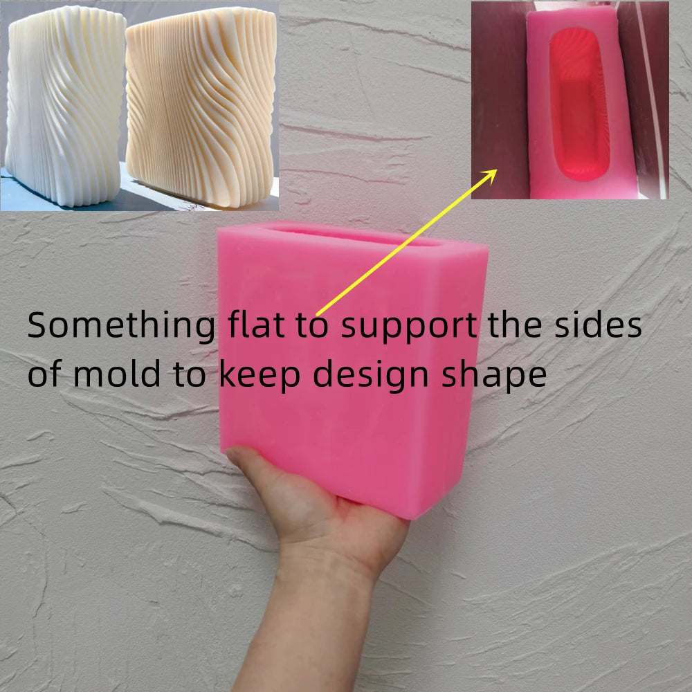Block Square Swirl Candle Mold Geometric Spiral Twirl Silicone Molds Abstract Art Swirl Wax Mould