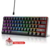 HXSJ New Design 60% RGB Backlit Wired Game Mechanical Keyboard 60 Percent V900 Silent Hot Plug Red Switch Compatible USB for