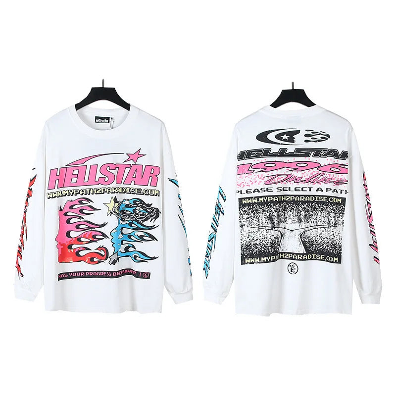 NFC HELL American Style Hip Hop Jersey 500g Long Sleeve Men's Sweatshirt Regular Fit 100% Cotton Print Trendy Casual Street
