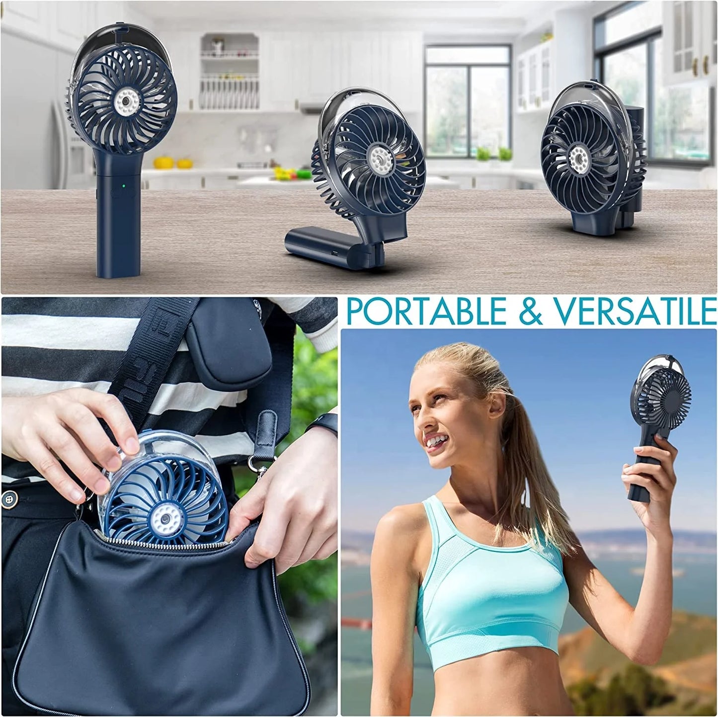 Mini Handheld Spray Fan 3000mAh Misting Function Foldable Design Portable Fan