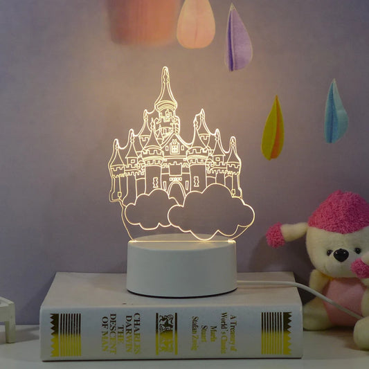 Customer Design Modern Kids 3D LED Warm White Bedroom Night Light Acrylic Illusion Lamp