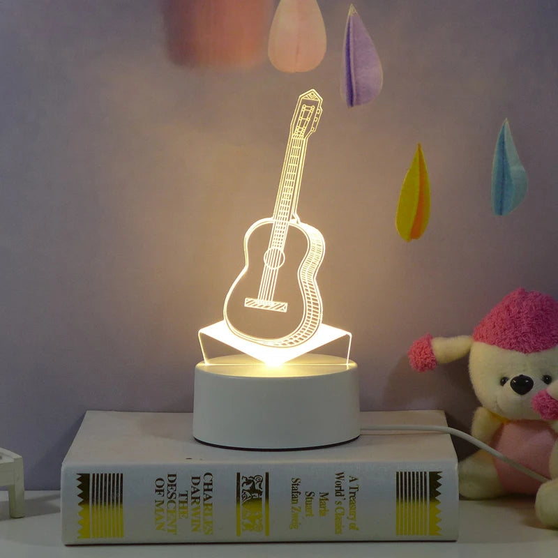 Customer Design Modern Kids 3D LED Warm White Bedroom Night Light Acrylic Illusion Lamp