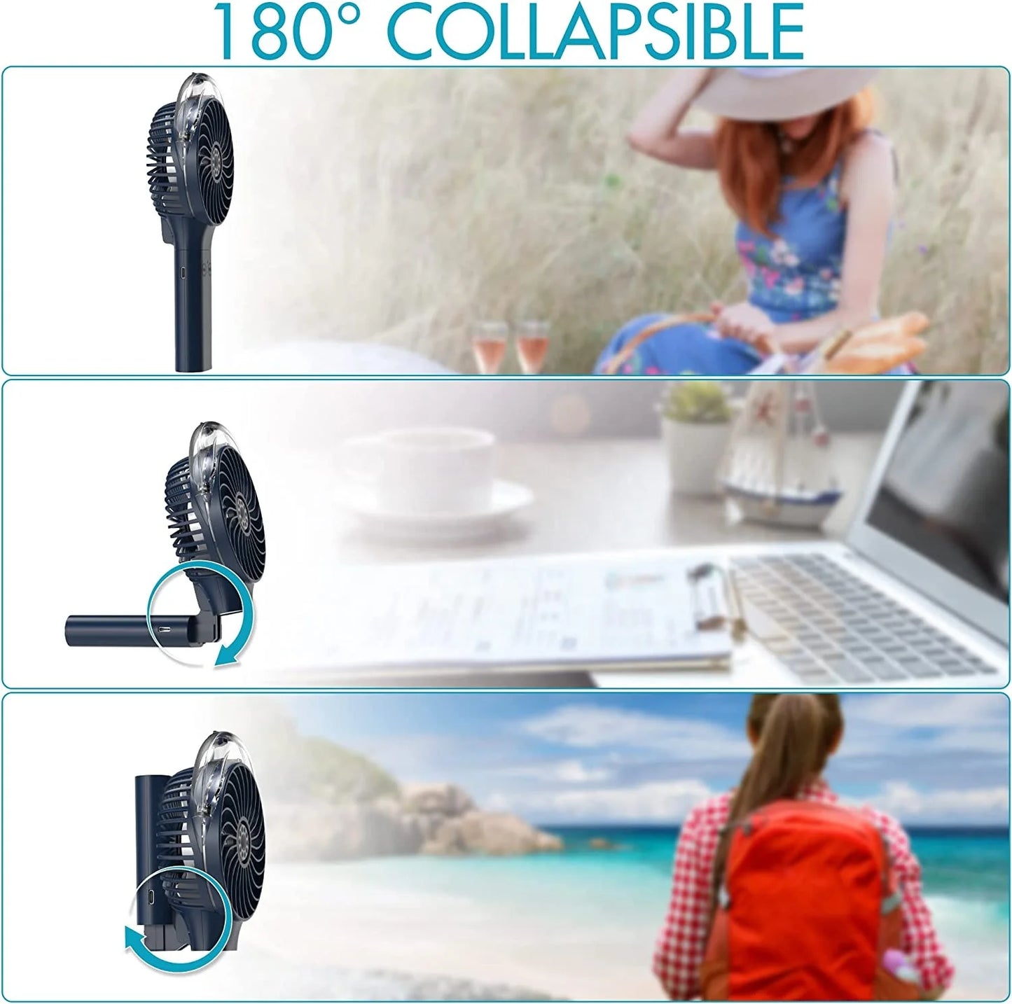Mini Handheld Spray Fan 3000mAh Misting Function Foldable Design Portable Fan