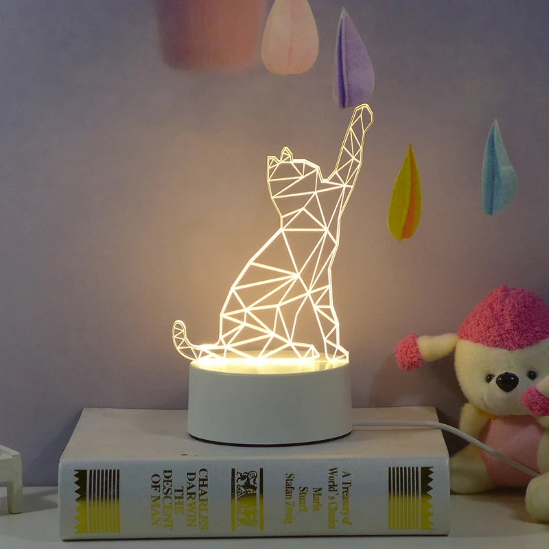 Customer Design Modern Kids 3D LED Warm White Bedroom Night Light Acrylic Illusion Lamp