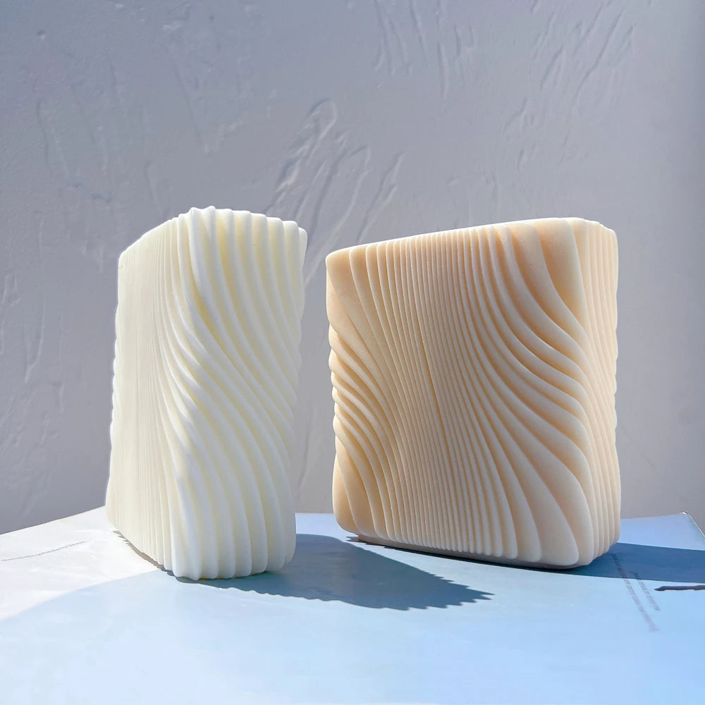 Block Square Swirl Candle Mold Geometric Spiral Twirl Silicone Molds Abstract Art Swirl Wax Mould