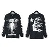 NFC HELL American Style Hip Hop Jersey 500g Long Sleeve Men's Sweatshirt Regular Fit 100% Cotton Print Trendy Casual Street