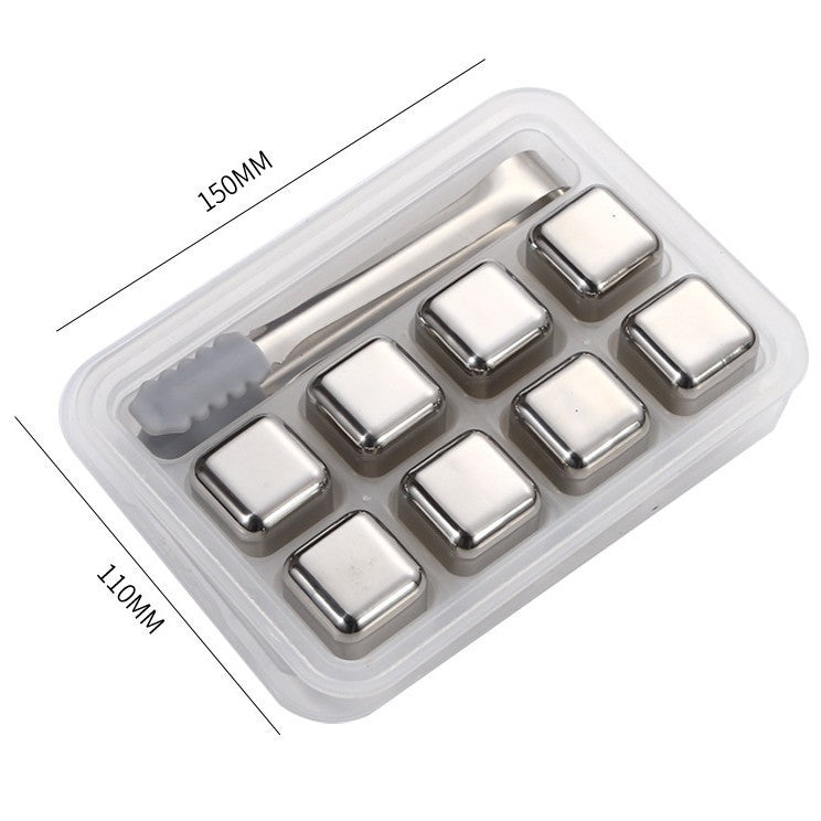 High-Quality High-Mirror Stainless Steel Ice Cube Metal Ice Tartar Recyclable Food-Grade Quick-Frozen Ice Cubes Drop Shipping