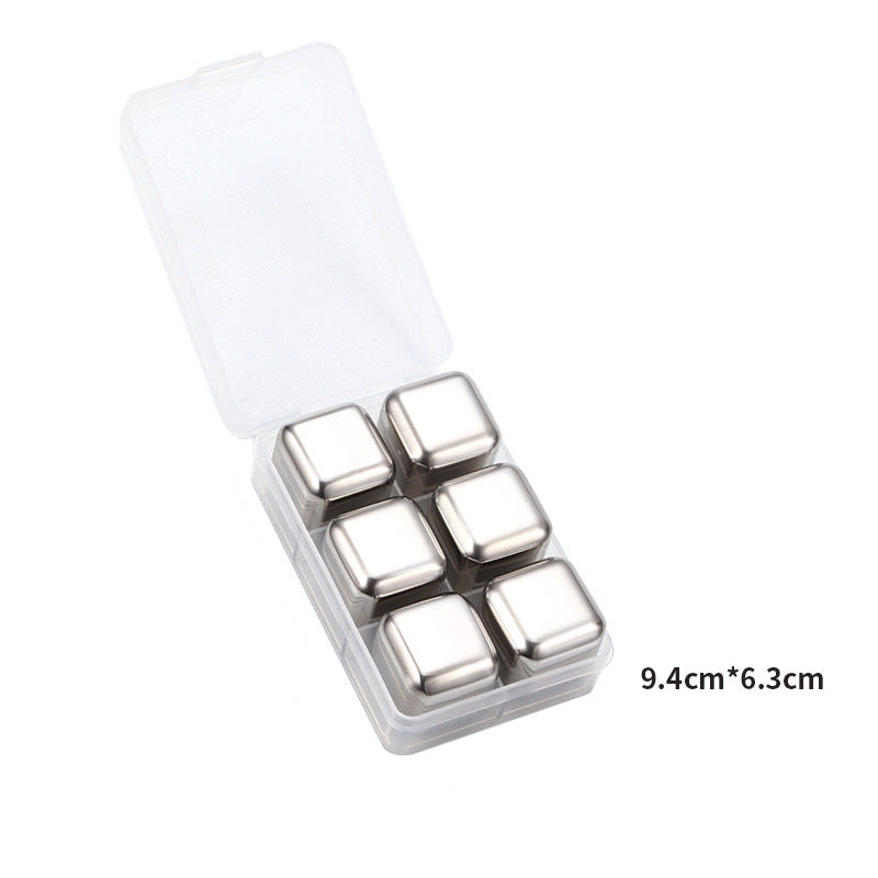 High-Quality High-Mirror Stainless Steel Ice Cube Metal Ice Tartar Recyclable Food-Grade Quick-Frozen Ice Cubes Drop Shipping