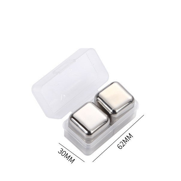 High-Quality High-Mirror Stainless Steel Ice Cube Metal Ice Tartar Recyclable Food-Grade Quick-Frozen Ice Cubes Drop Shipping