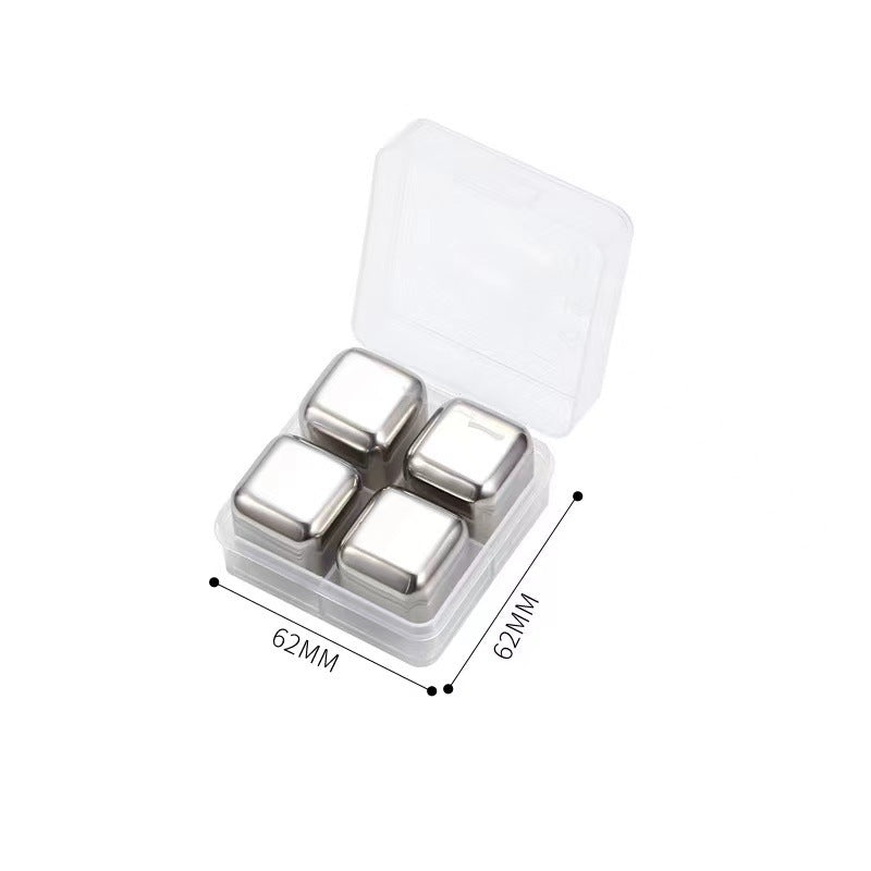 High-Quality High-Mirror Stainless Steel Ice Cube Metal Ice Tartar Recyclable Food-Grade Quick-Frozen Ice Cubes Drop Shipping