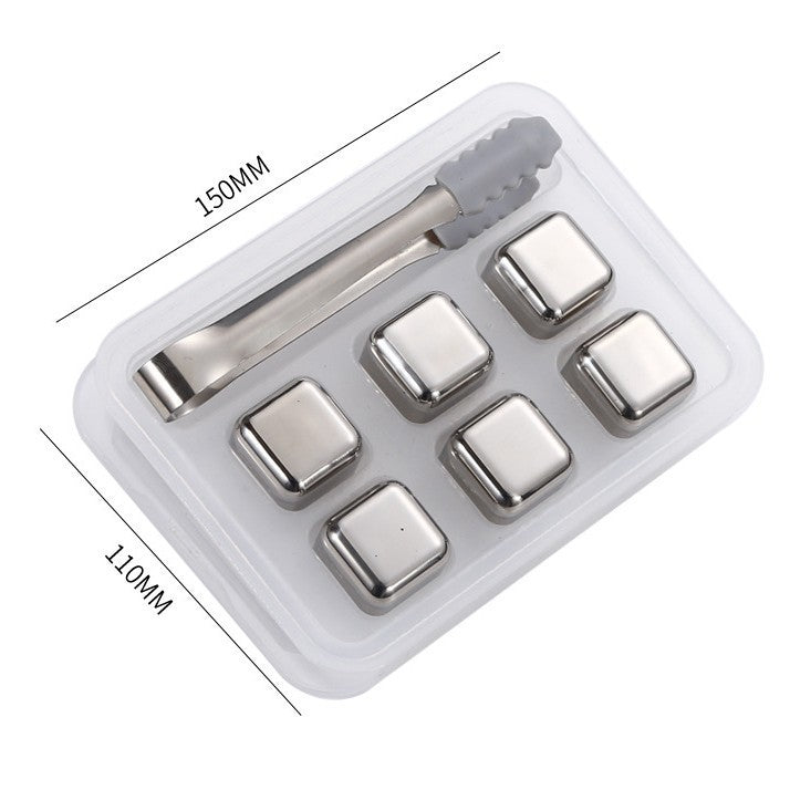 High-Quality High-Mirror Stainless Steel Ice Cube Metal Ice Tartar Recyclable Food-Grade Quick-Frozen Ice Cubes Drop Shipping