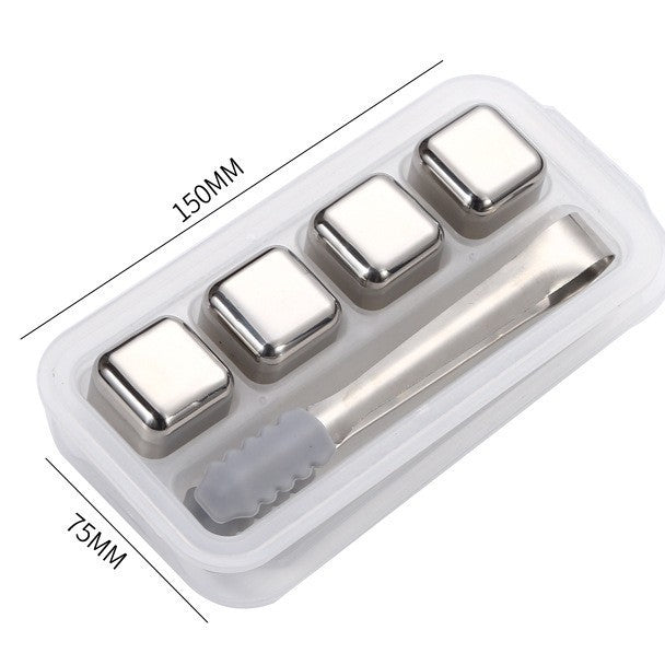 High-Quality High-Mirror Stainless Steel Ice Cube Metal Ice Tartar Recyclable Food-Grade Quick-Frozen Ice Cubes Drop Shipping